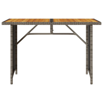 Tuintafel met houten blad 110x68x70 cm poly rattan grijs - AllerleiShop