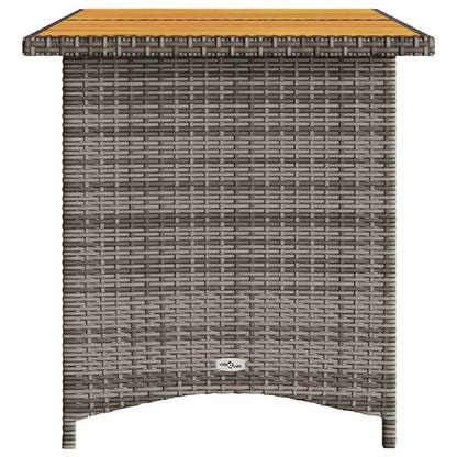 Tuintafel met houten blad 110x68x70 cm poly rattan grijs - AllerleiShop