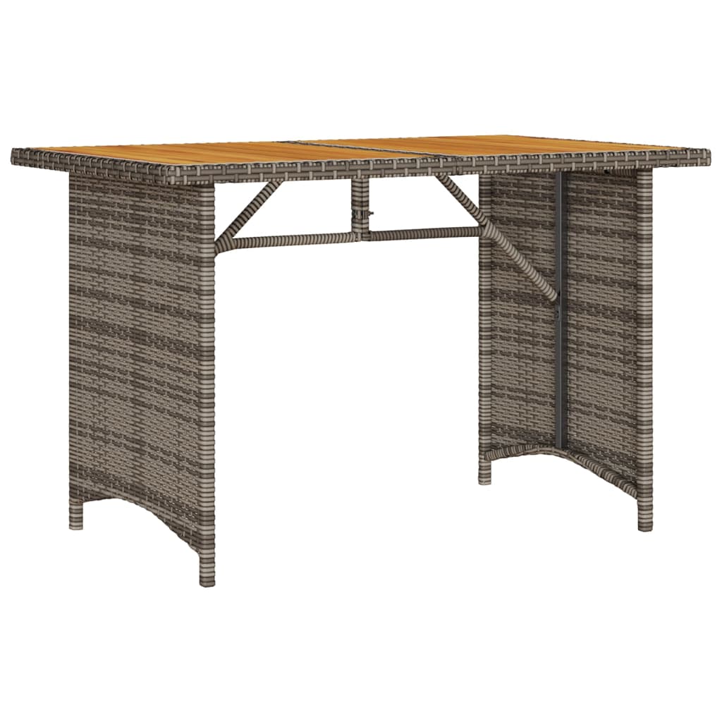 Tuintafel met houten blad 110x68x70 cm poly rattan grijs - AllerleiShop