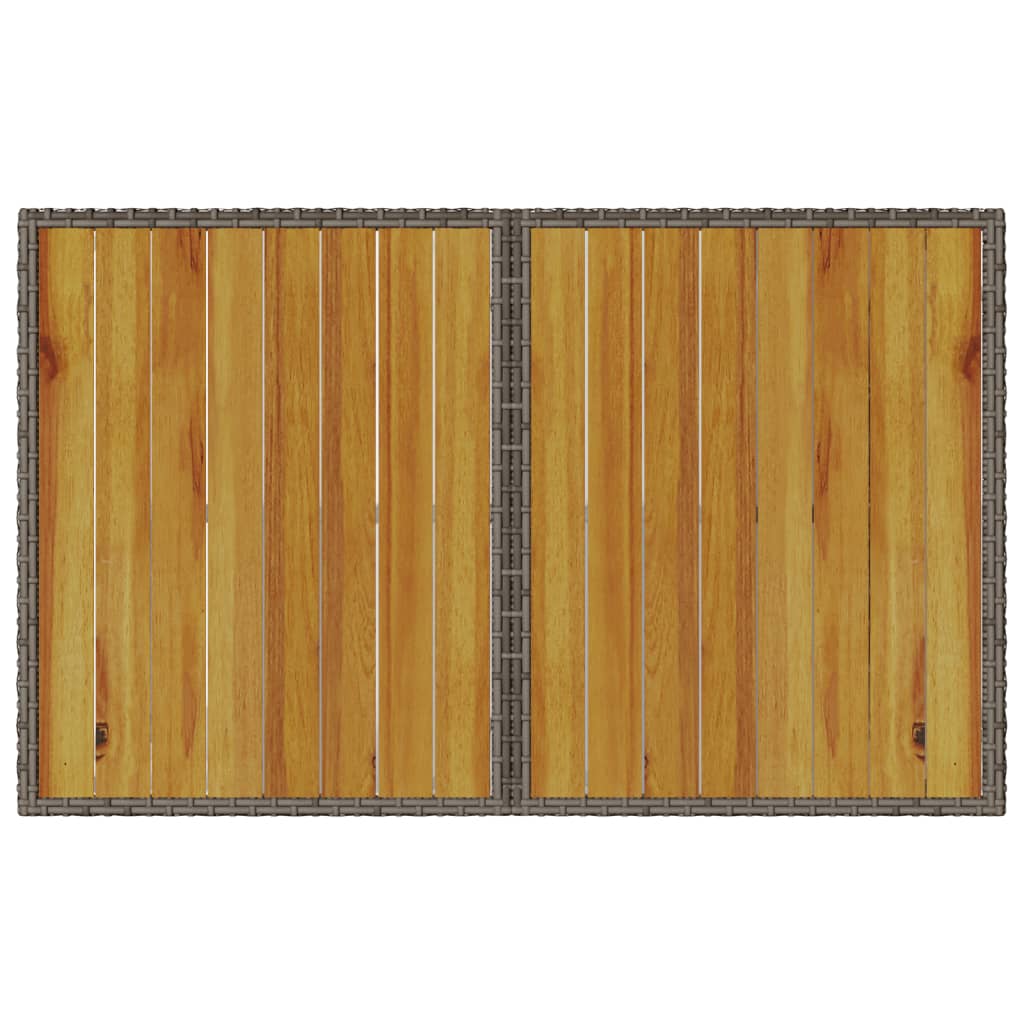 Tuintafel met houten blad 110x68x70 cm poly rattan grijs - AllerleiShop