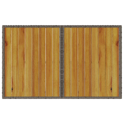 Tuintafel met houten blad 110x68x70 cm poly rattan grijs - AllerleiShop