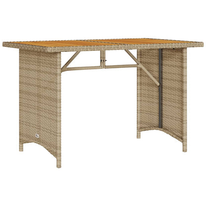 Tuintafel met houten blad 110x68x70 cm poly rattan beige - AllerleiShop