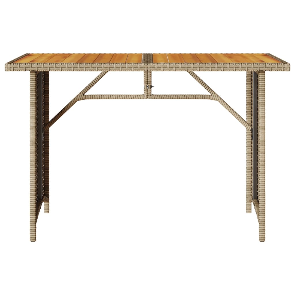 Tuintafel met houten blad 110x68x70 cm poly rattan beige - AllerleiShop