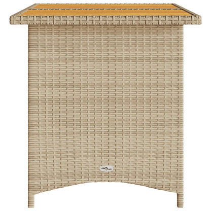 Tuintafel met houten blad 110x68x70 cm poly rattan beige - AllerleiShop