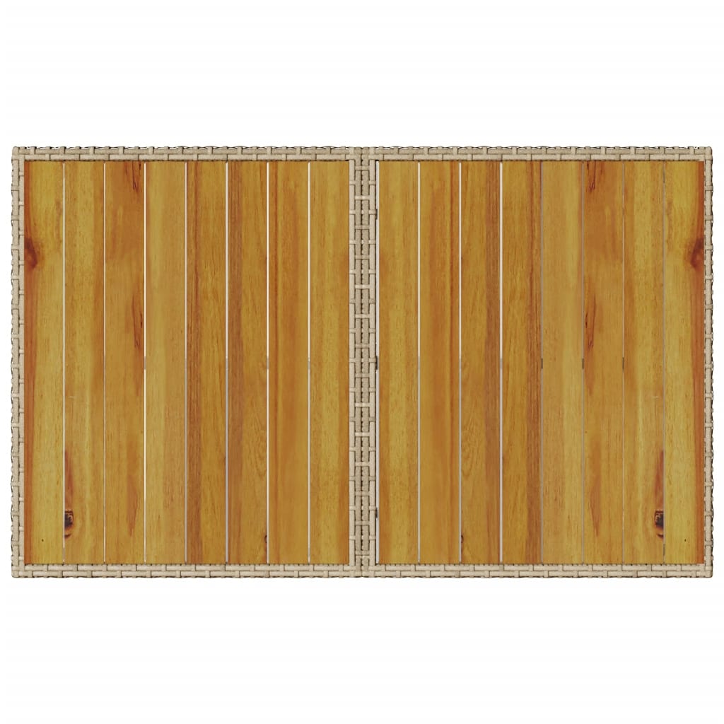 Tuintafel met houten blad 110x68x70 cm poly rattan beige - AllerleiShop