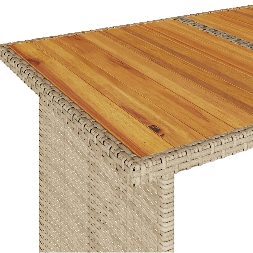 Tuintafel met houten blad 110x68x70 cm poly rattan beige - AllerleiShop