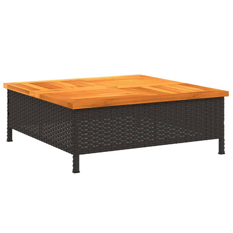 Parasolvoetbedekking 70x70x25 cm poly rattan acaciahout zwart - AllerleiShop