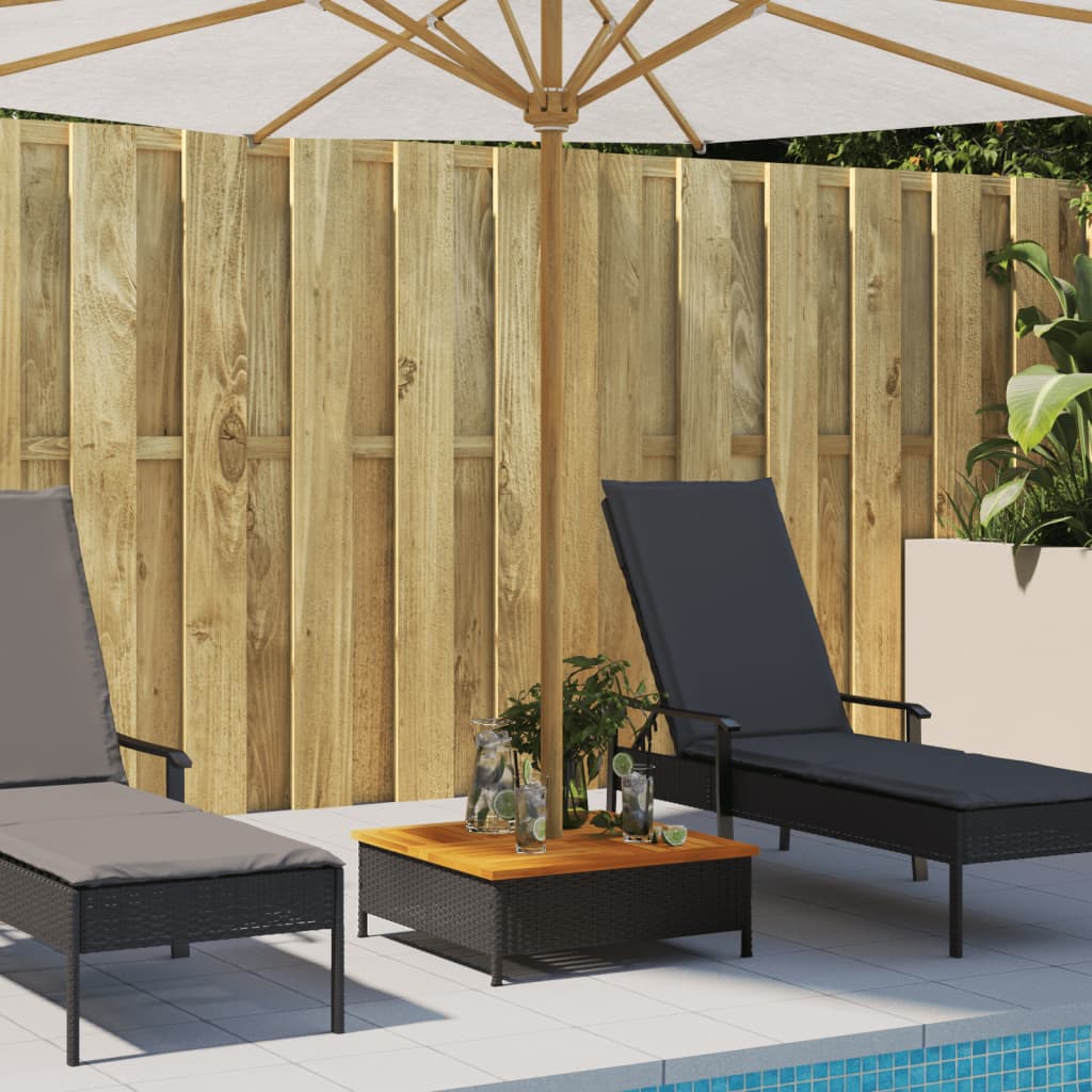 Parasolvoetbedekking 70x70x25 cm poly rattan acaciahout zwart - AllerleiShop