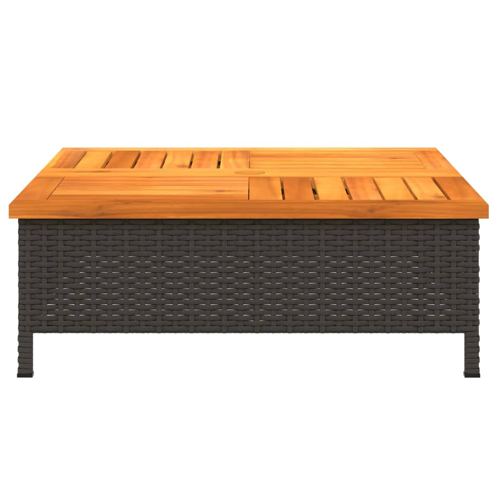 Parasolvoetbedekking 70x70x25 cm poly rattan acaciahout zwart - AllerleiShop