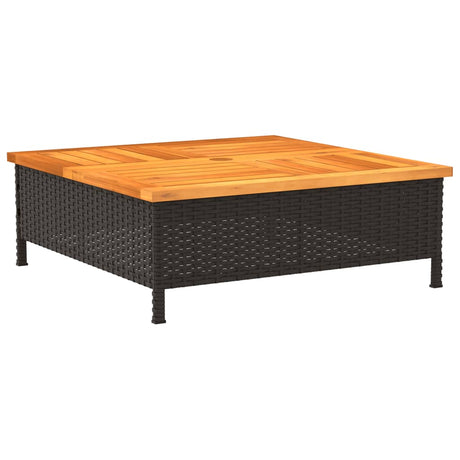Parasolvoetbedekking 70x70x25 cm poly rattan acaciahout zwart - AllerleiShop