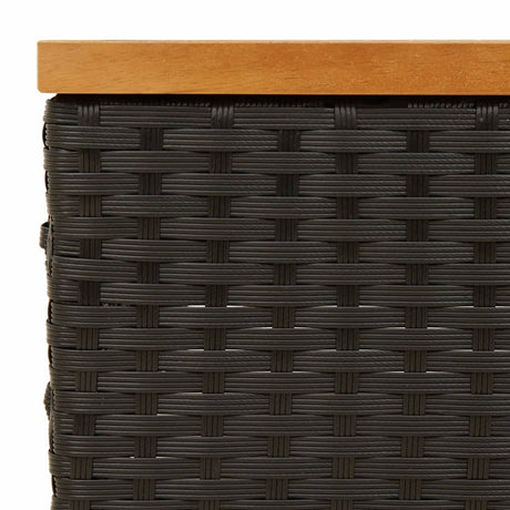 Parasolvoetbedekking 70x70x25 cm poly rattan acaciahout zwart - AllerleiShop