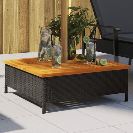 Parasolvoetbedekking 70x70x25 cm poly rattan acaciahout zwart - AllerleiShop