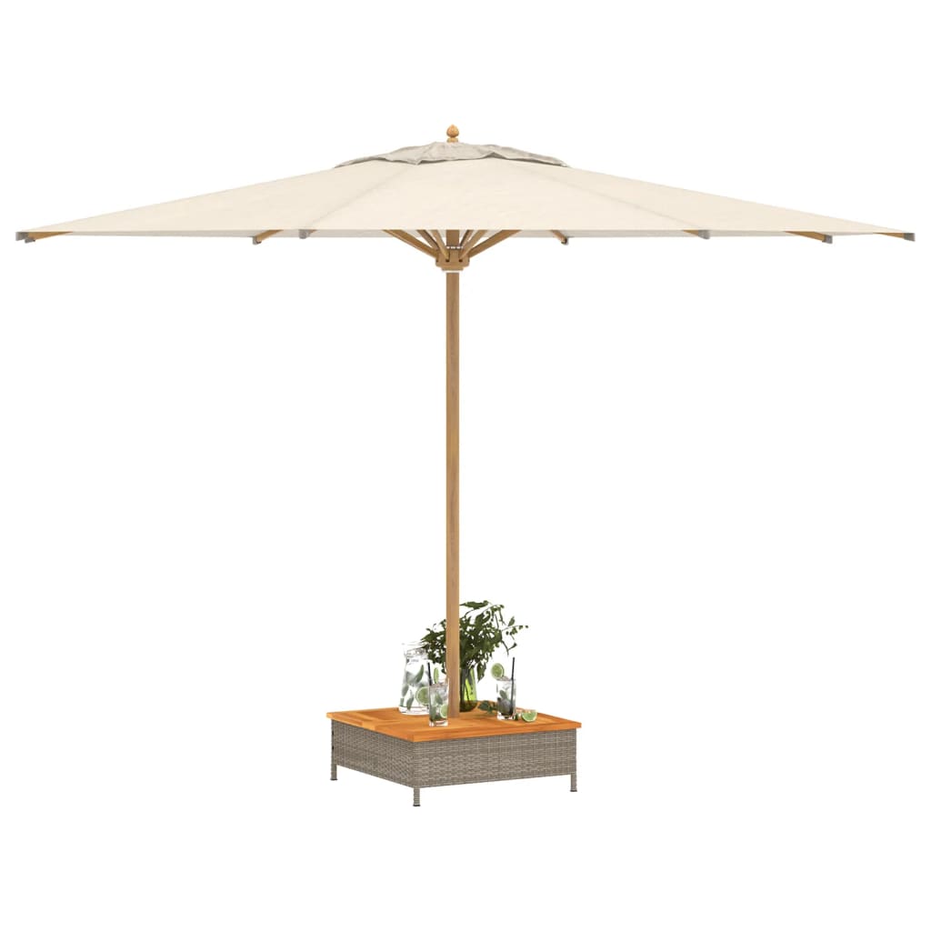 Parasolvoetbedekking 70x70x25 cm poly rattan acaciahout grijs - AllerleiShop