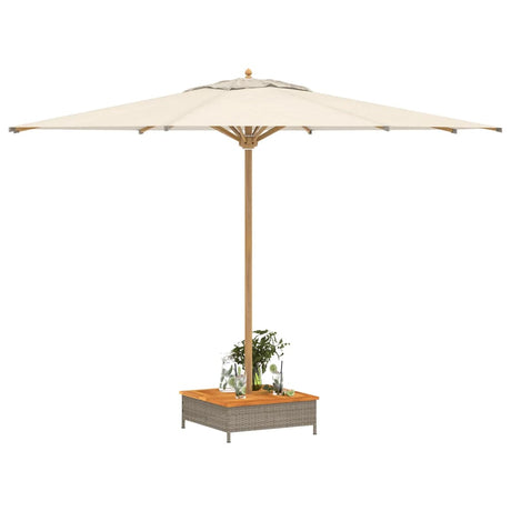 Parasolvoetbedekking 70x70x25 cm poly rattan acaciahout grijs - AllerleiShop