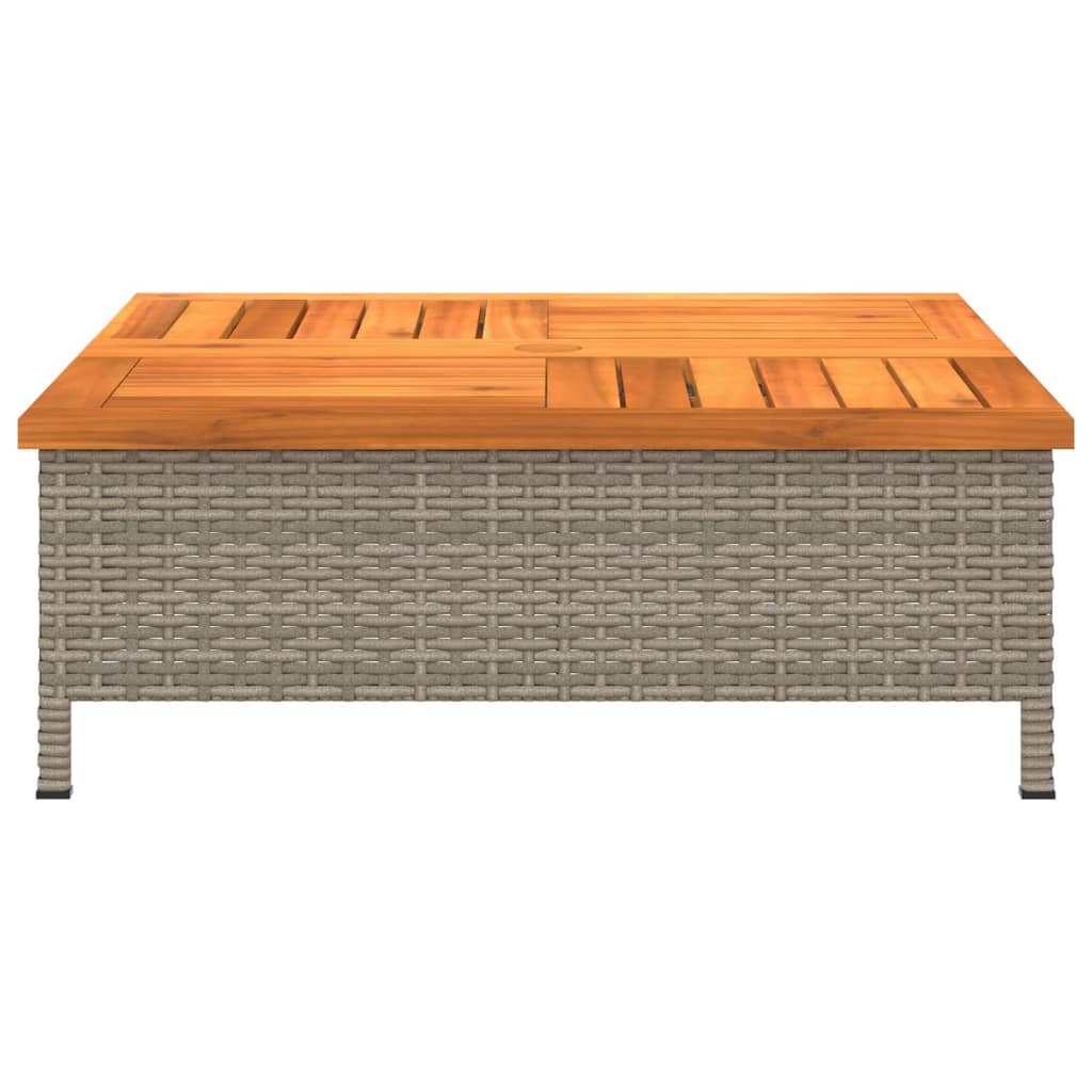 Parasolvoetbedekking 70x70x25 cm poly rattan acaciahout grijs - AllerleiShop