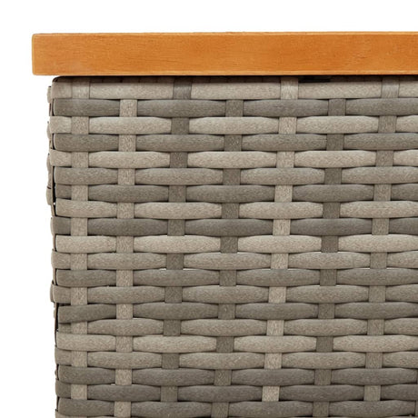 Parasolvoetbedekking 70x70x25 cm poly rattan acaciahout grijs - AllerleiShop