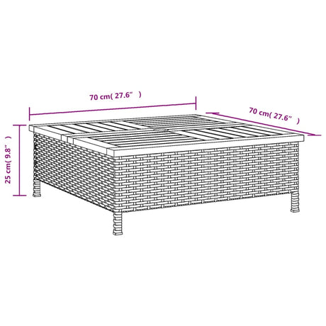 Parasolvoetbedekking 70x70x25 cm poly rattan acaciahout grijs - AllerleiShop