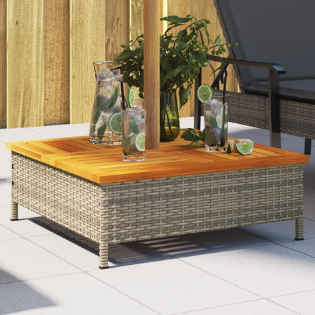Parasolvoetbedekking 70x70x25 cm poly rattan acaciahout grijs - AllerleiShop