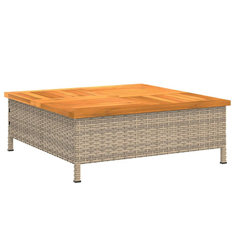 Parasolvoetbedekking 70x70x25 cm poly rattan acaciahout beige - AllerleiShop