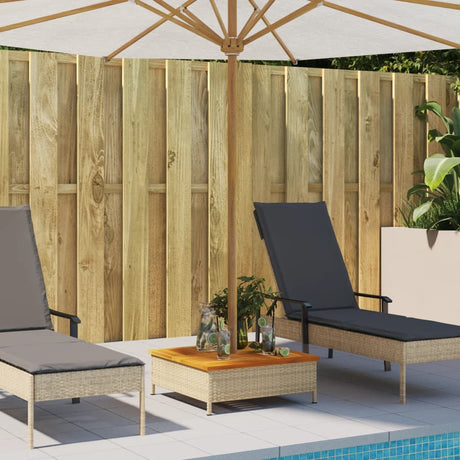 Parasolvoetbedekking 70x70x25 cm poly rattan acaciahout beige - AllerleiShop