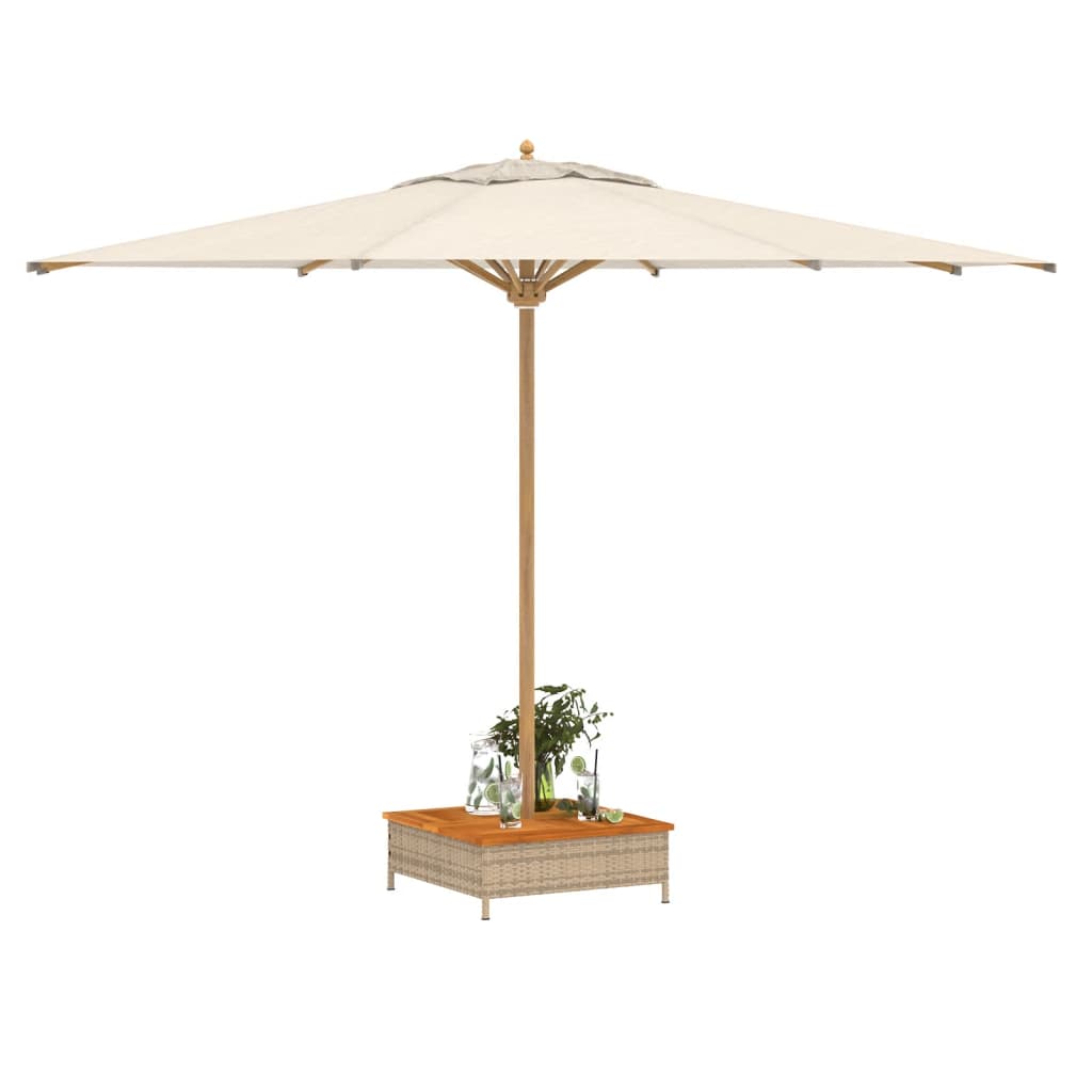 Parasolvoetbedekking 70x70x25 cm poly rattan acaciahout beige - AllerleiShop