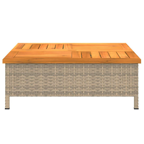Parasolvoetbedekking 70x70x25 cm poly rattan acaciahout beige - AllerleiShop
