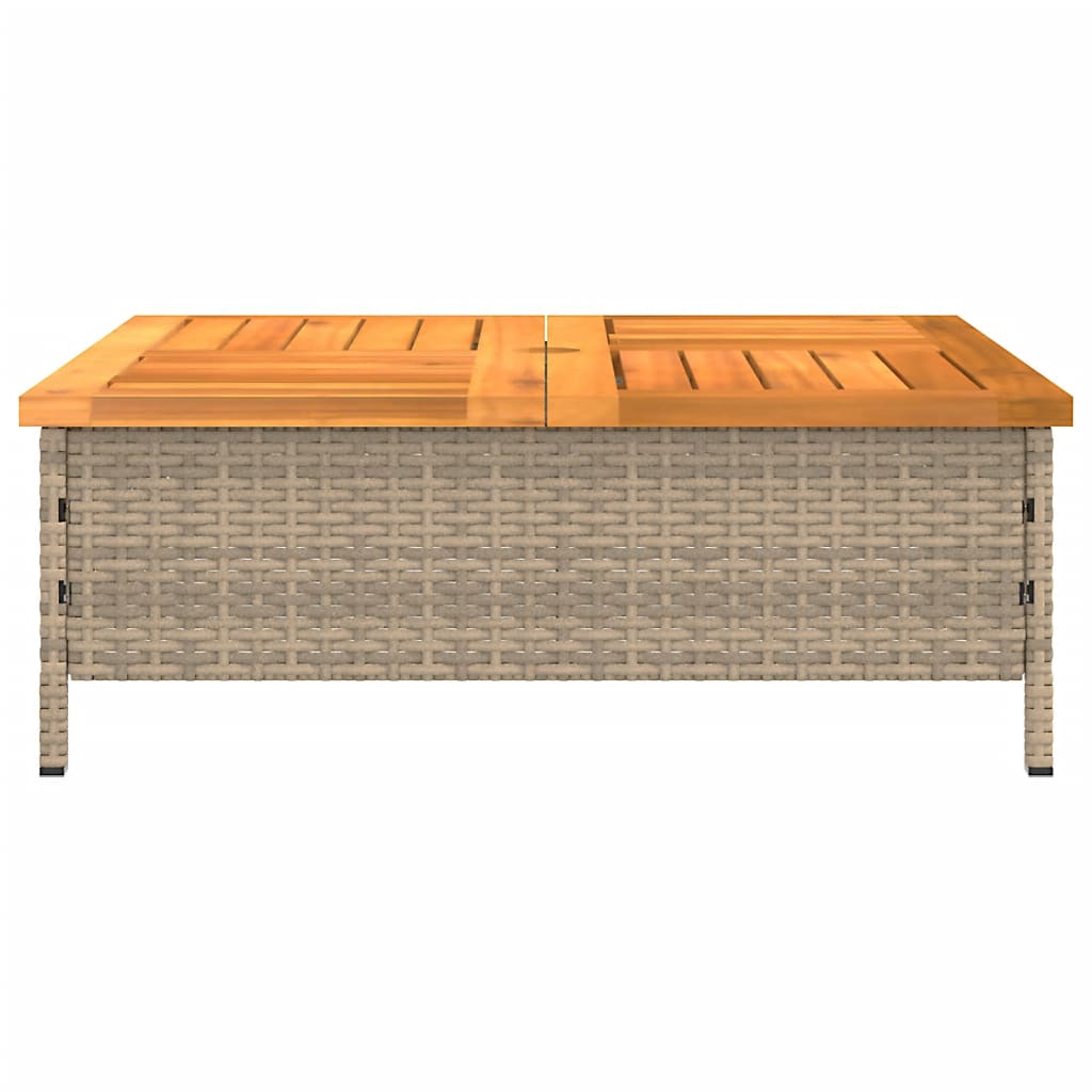 Parasolvoetbedekking 70x70x25 cm poly rattan acaciahout beige - AllerleiShop