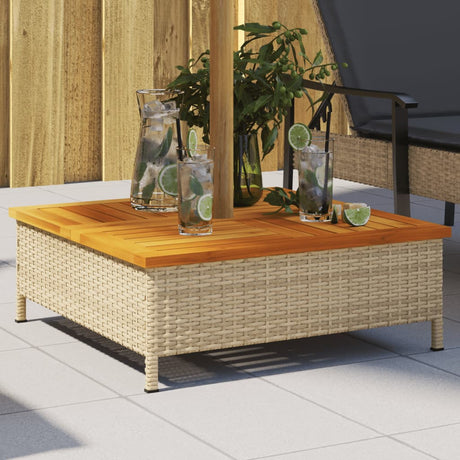 Parasolvoetbedekking 70x70x25 cm poly rattan acaciahout beige - AllerleiShop