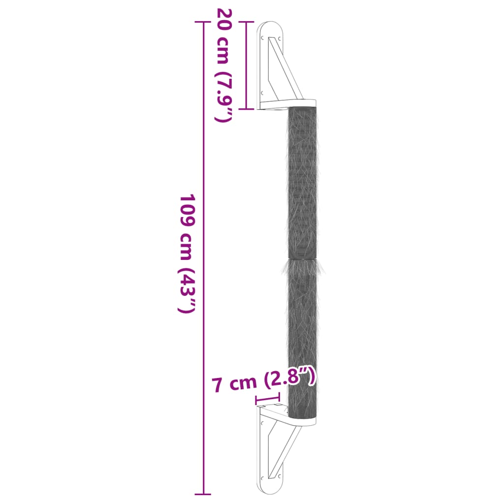 Kattenkrabpaal wandgemonteerd 109 cm sisal