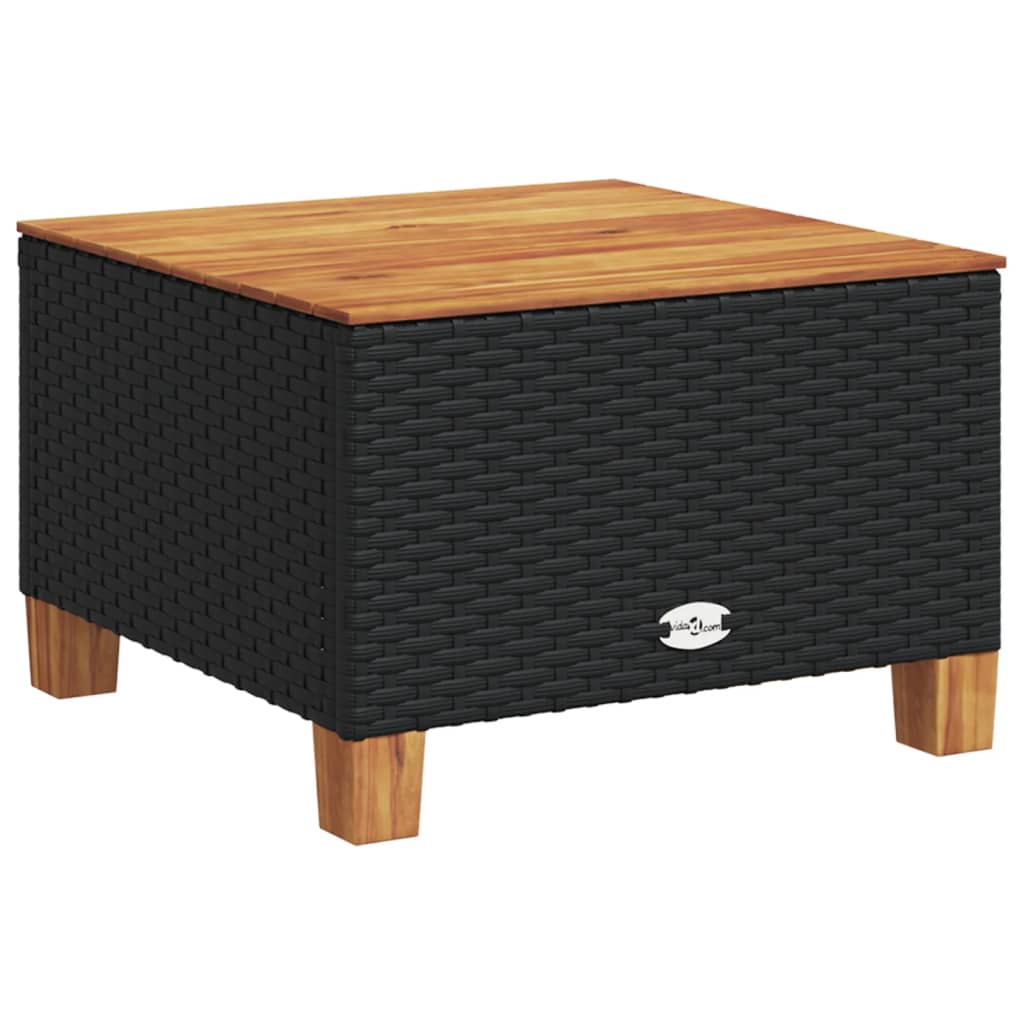 Tuintafel 55x55x36 cm poly rattan en acaciahout zwart - AllerleiShop