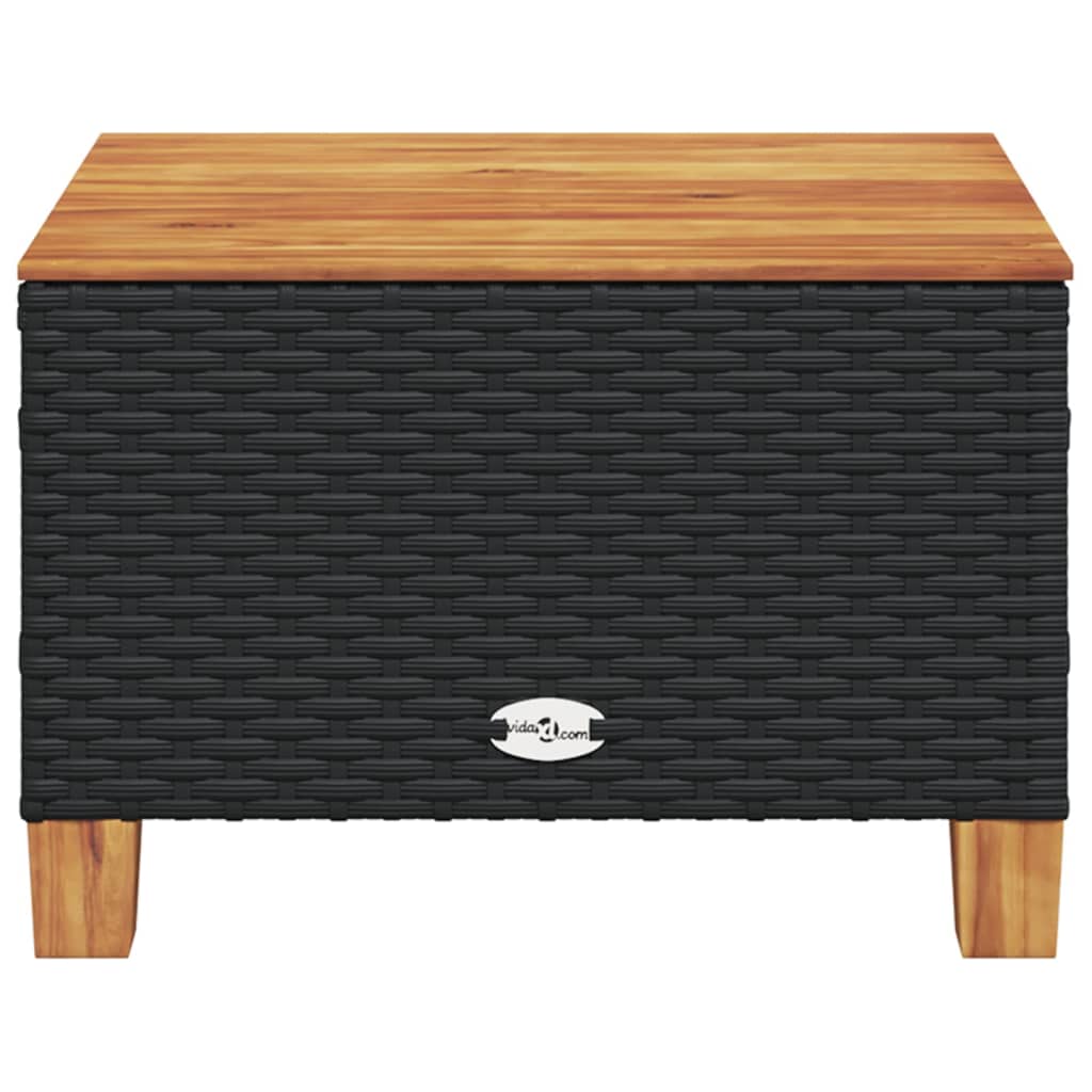 Tuintafel 55x55x36 cm poly rattan en acaciahout zwart - AllerleiShop