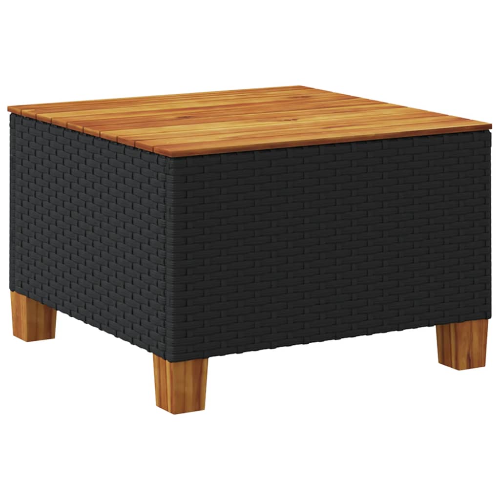 Tuintafel 55x55x36 cm poly rattan en acaciahout zwart - AllerleiShop