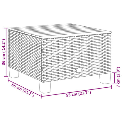 Tuintafel 55x55x36 cm poly rattan en acaciahout zwart - AllerleiShop