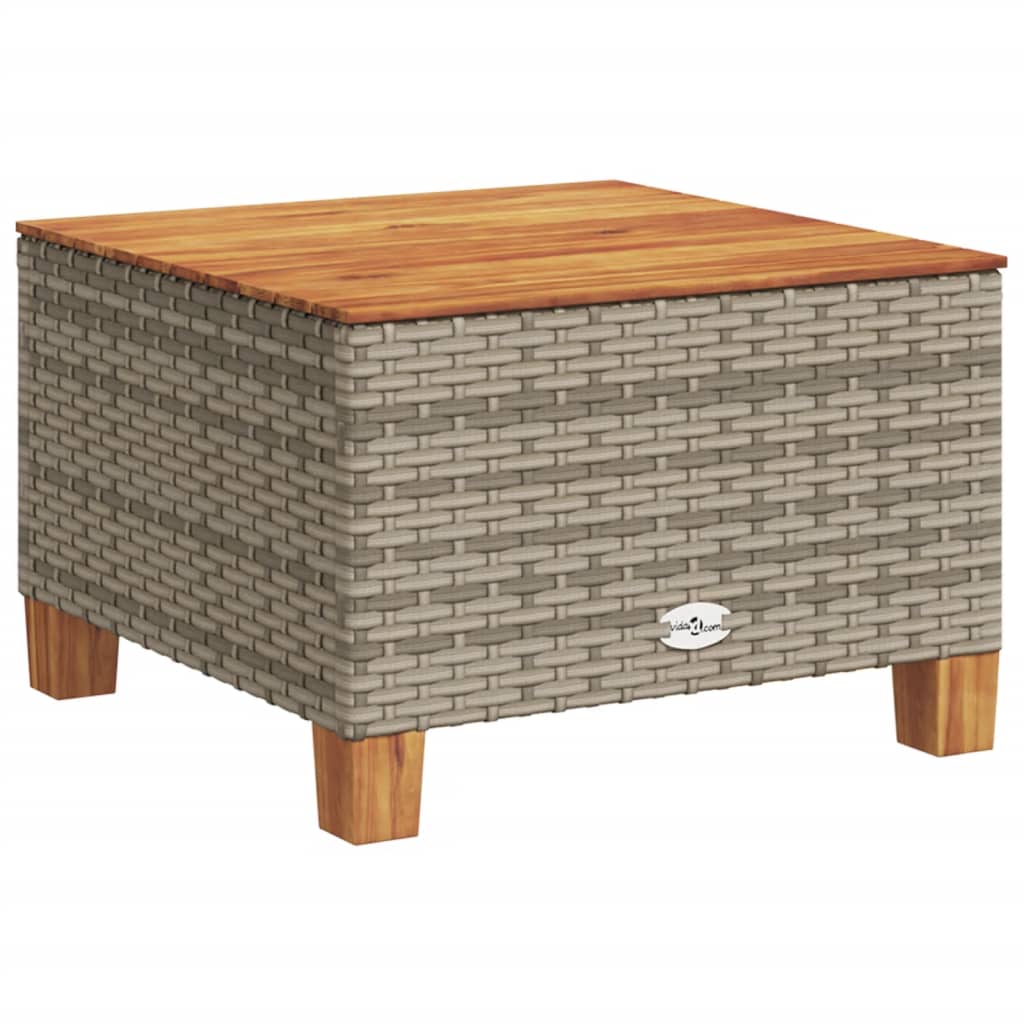 Tuintafel 55x55x36 cm poly rattan en acaciahout grijs - AllerleiShop