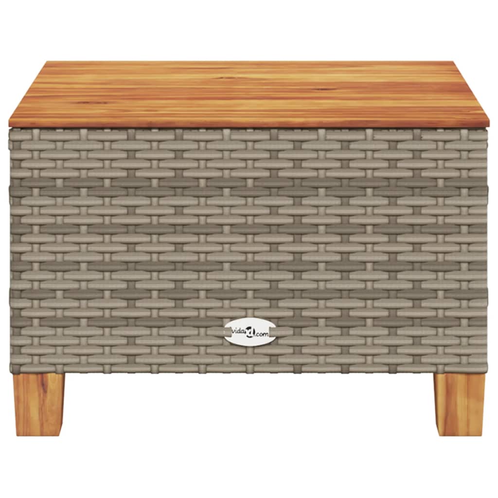 Tuintafel 55x55x36 cm poly rattan en acaciahout grijs - AllerleiShop