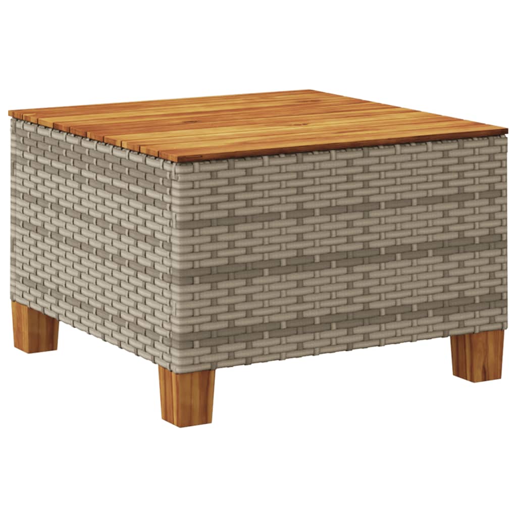 Tuintafel 55x55x36 cm poly rattan en acaciahout grijs - AllerleiShop