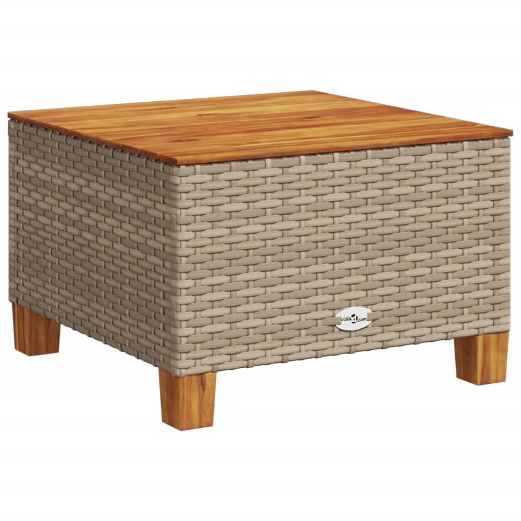 Tuintafel 55x55x36 cm poly rattan en acaciahout beige - AllerleiShop