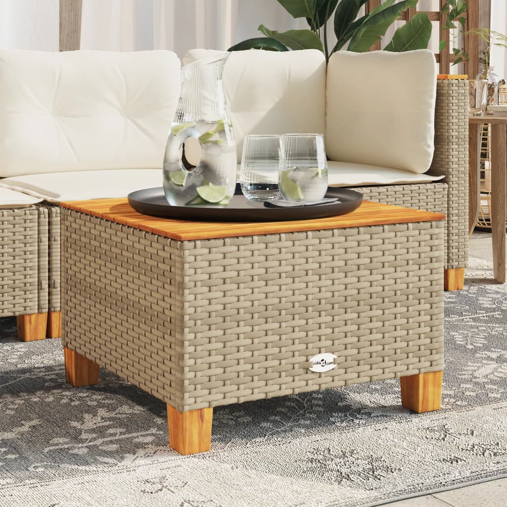 Tuintafel 55x55x36 cm poly rattan en acaciahout beige - AllerleiShop