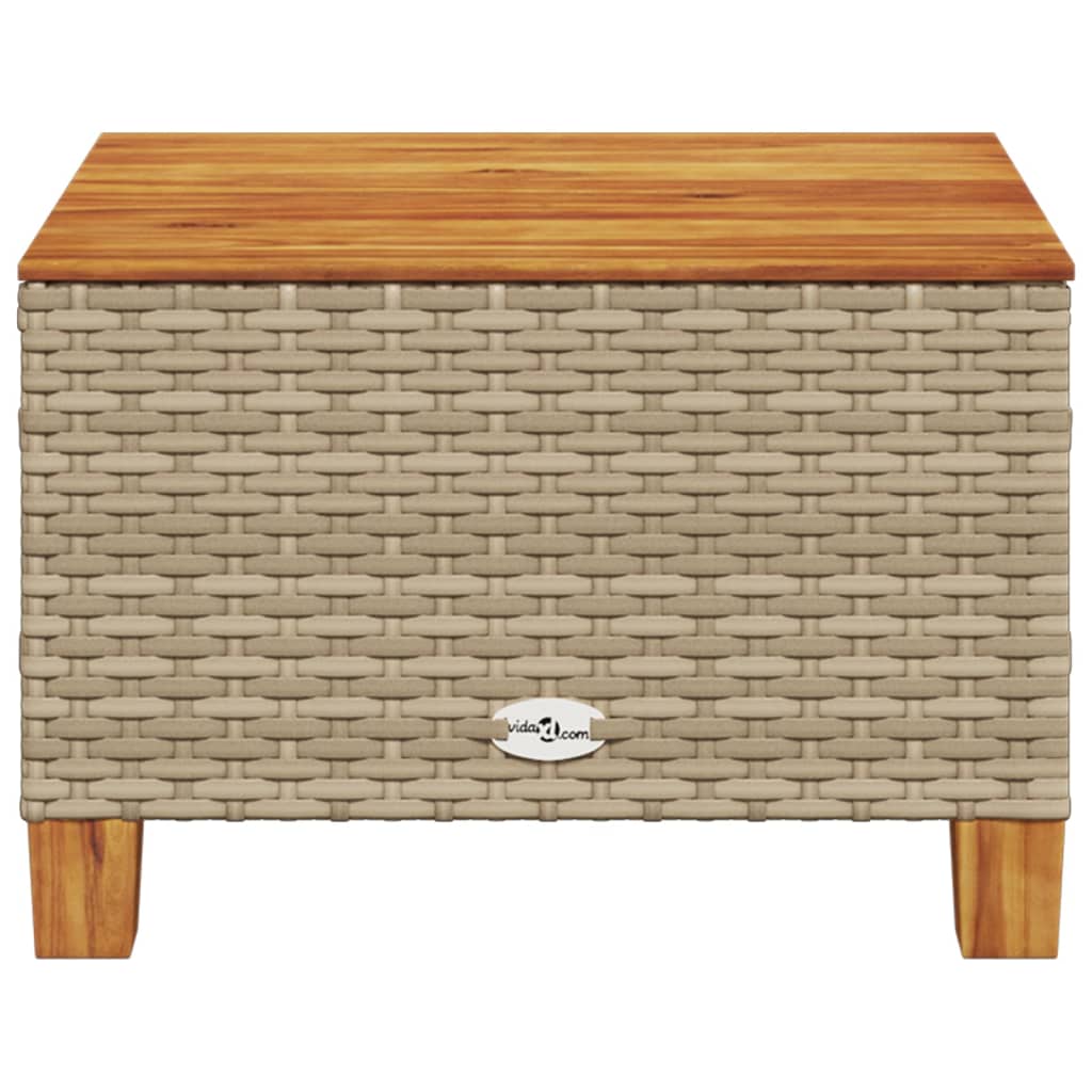 Tuintafel 55x55x36 cm poly rattan en acaciahout beige - AllerleiShop