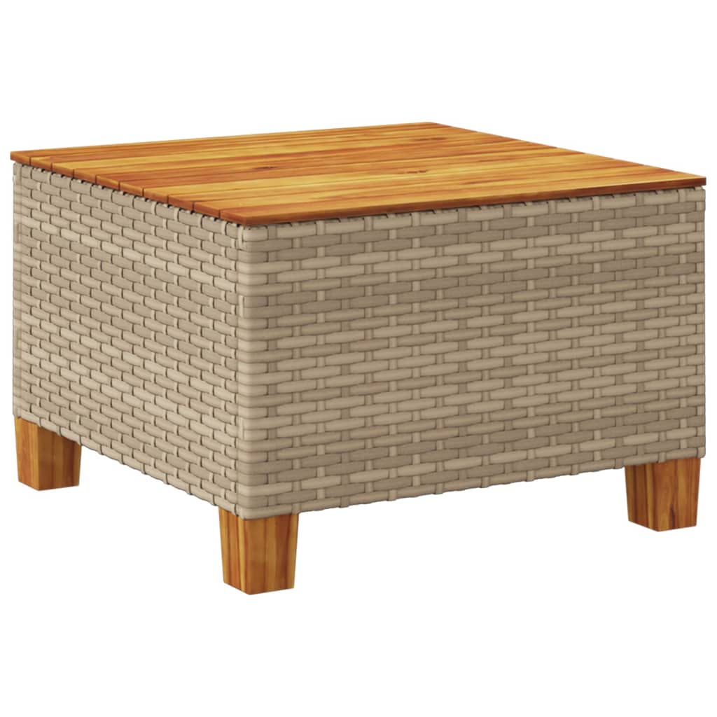 Tuintafel 55x55x36 cm poly rattan en acaciahout beige - AllerleiShop