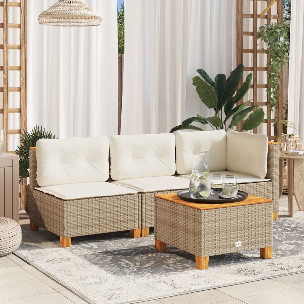 Tuintafel 55x55x36 cm poly rattan en acaciahout beige - AllerleiShop