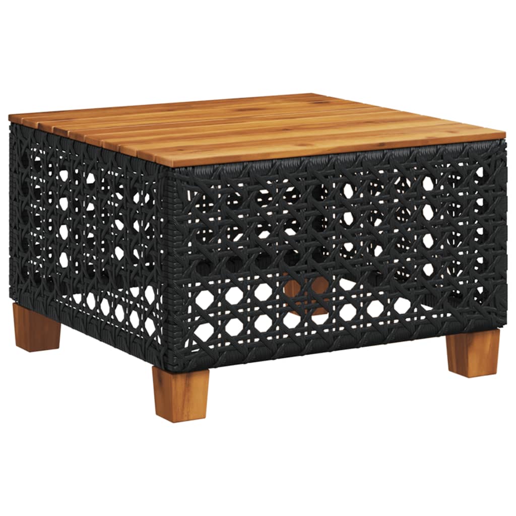 Tuintafel 55x55x36 cm poly rattan en acaciahout zwart - AllerleiShop