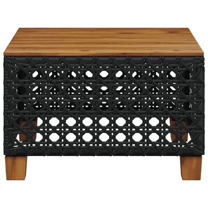 Tuintafel 55x55x36 cm poly rattan en acaciahout zwart - AllerleiShop