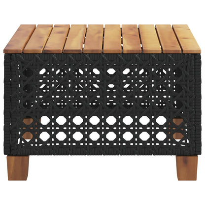 Tuintafel 55x55x36 cm poly rattan en acaciahout zwart - AllerleiShop