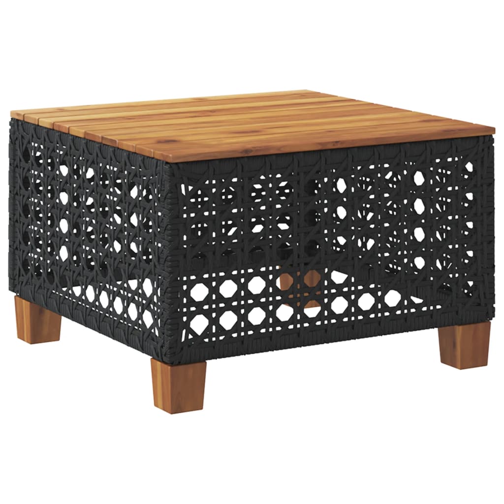 Tuintafel 55x55x36 cm poly rattan en acaciahout zwart - AllerleiShop