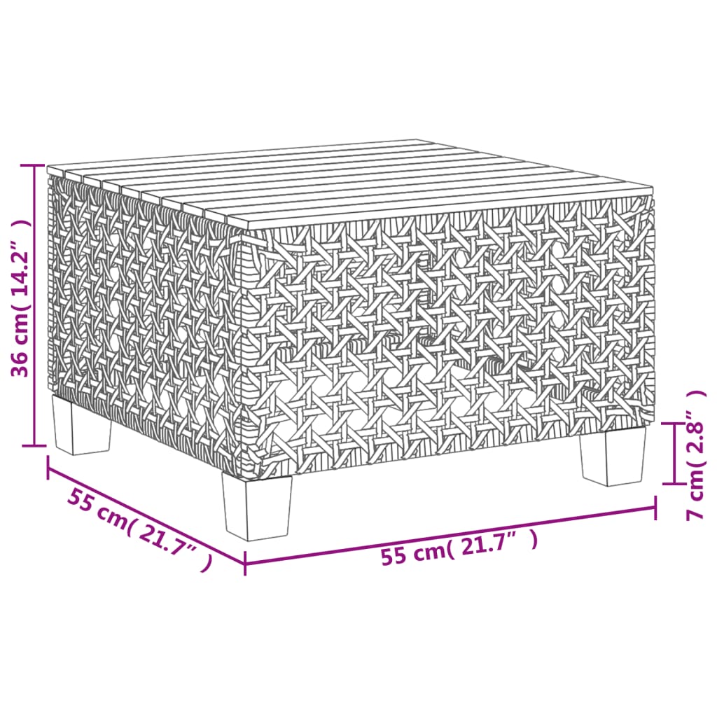 Tuintafel 55x55x36 cm poly rattan en acaciahout zwart - AllerleiShop