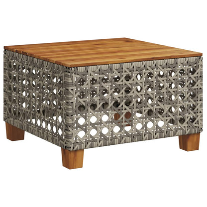 Tuintafel 55x55x36 cm poly rattan en acaciahout grijs - AllerleiShop