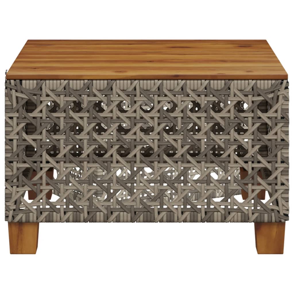 Tuintafel 55x55x36 cm poly rattan en acaciahout grijs - AllerleiShop