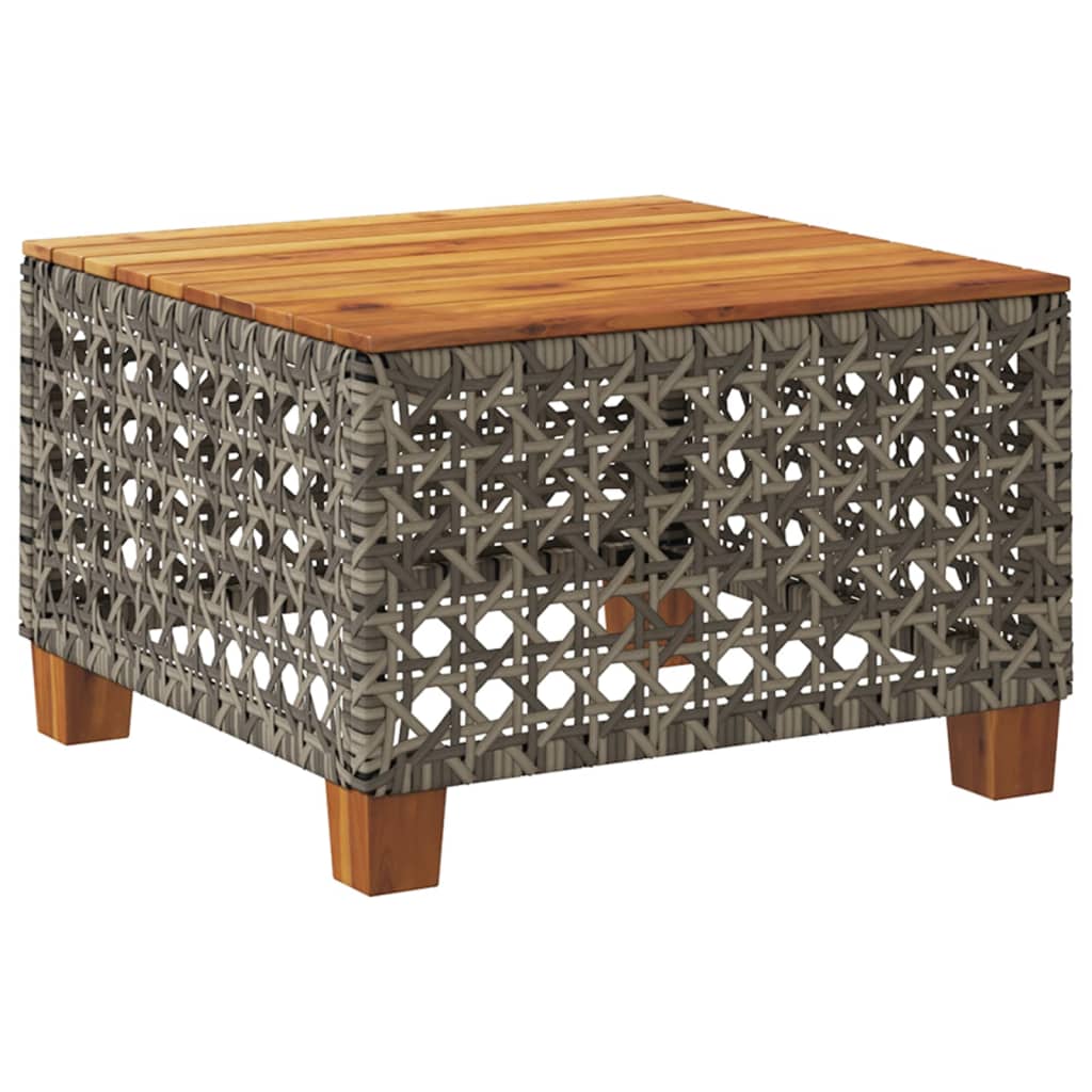 Tuintafel 55x55x36 cm poly rattan en acaciahout grijs - AllerleiShop