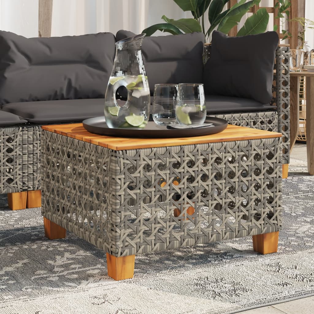 Tuintafel 55x55x36 cm poly rattan en acaciahout grijs - AllerleiShop